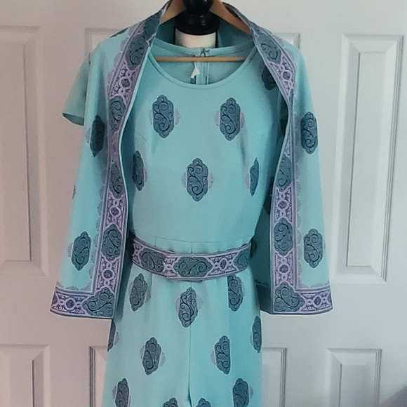 Vintage Tasheen Belted Palazzo Pants Jumpsuit and matching jacket - Picture 1 of 5